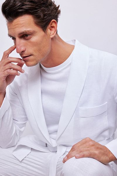 Dear Deer White Linen Suit - 100% Linen Blazer Jacket and Trousers
