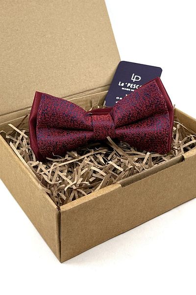 Kravatkolik Red - Claret Red Sand Pattern Bow Tie P1762