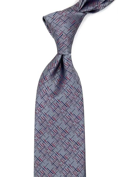 Kravatkolik Classic Necktie with Gray Motif Pattern Handkerchief KK12438