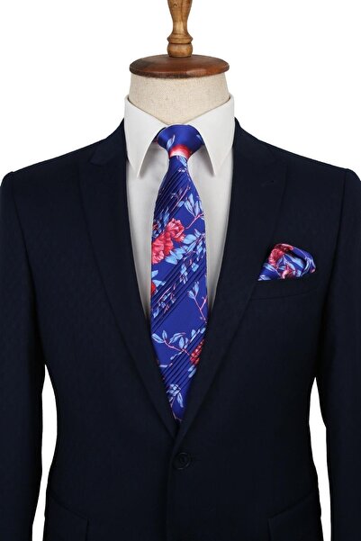 Kravatkolik Синій квітковий візерунок, шовковий краватка Est105