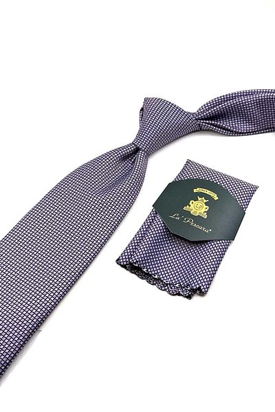 Kravatkolik Patterned Pink Necktie with Handkerchief - KK12597