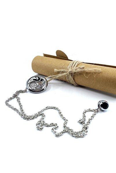 Kravatkolik Gümüş Renk Saat Içi Mekanizma Motif Ceket Yaka Iğnesi Yı387