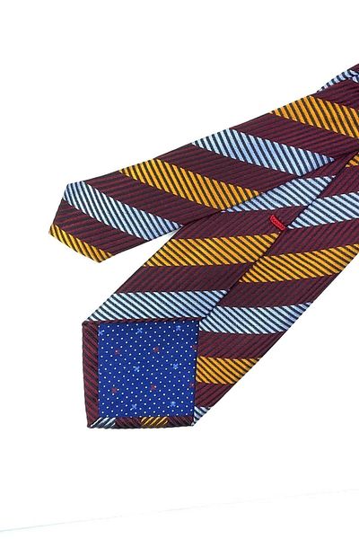 Kravatkolik Pozzolini Style Burgundy Line Pattern Italian Silk Tie Ik885