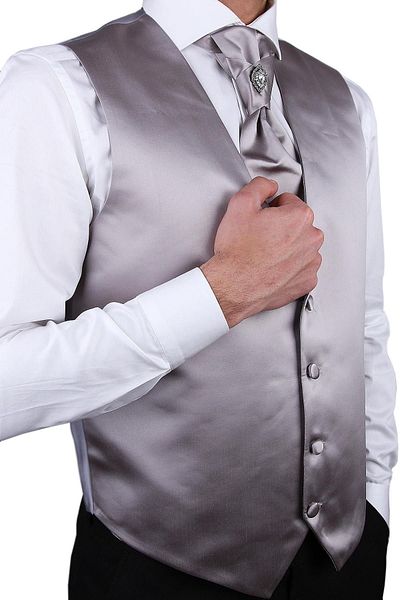 Kravatkolik Silver Color Groom Vest Ylk03