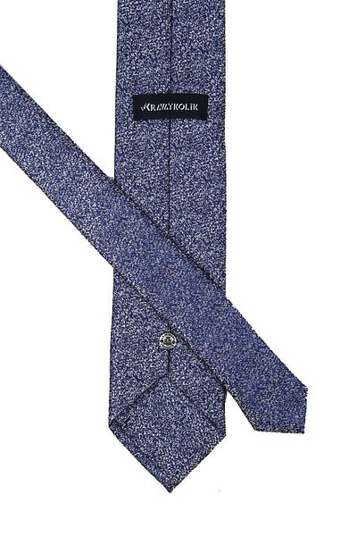 Kravatkolik Blue Sand Pattern Classic Tie with Handkerchief Kk10333