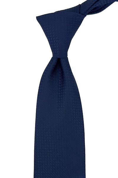 Kravatkolik Navy Blue Classic Tie with Self Pattern Handkerchief Kk11174