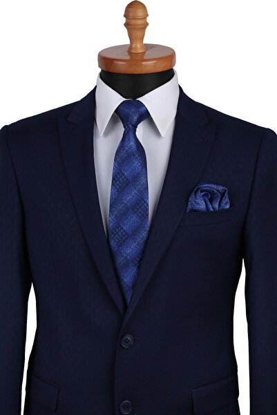 Kravatkolik Синій мотив візерунок хусткова класична краватка Kk9519