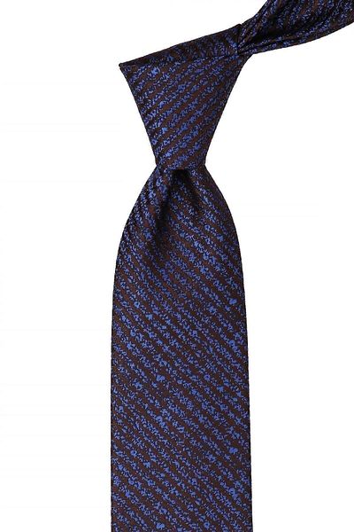 Kravatkolik Brown Line Pattern Classic Tie with Handkerchief Kk10550