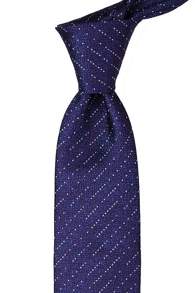 Kravatkolik Plum - Navy Blue Line Pattern Classic Necktie with Handkerchief Kk9698