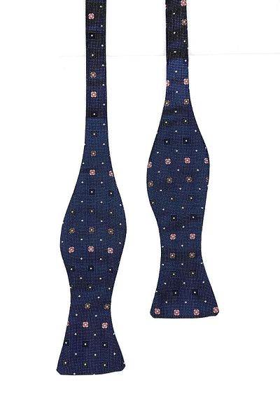 Kravatkolik Navy Blue Small Pattern Light Bow Tie AP132