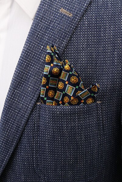 La Pescara Чоловіча синя шовкова хустинка з принтом SPS322 KRVT8690002221698