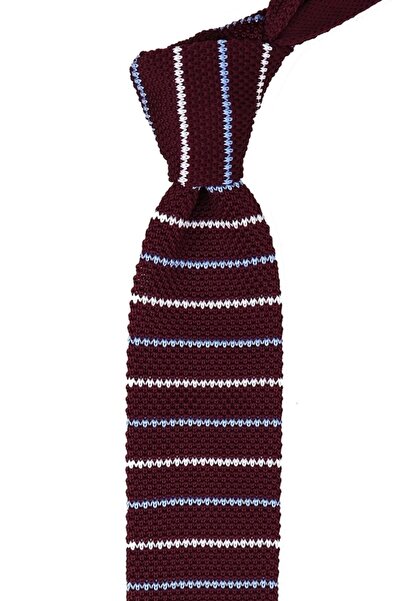 La Pescara Πλεκτή γραβάτα με ρίγες μπορντό 8194