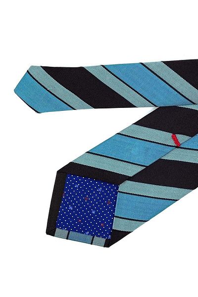 Kravatkolik Marona Style Petrol - Brown Line Pattern Italian Silk Tie Ik1250