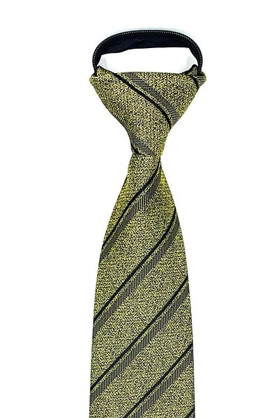 Kravatkolik Yellow Line Pattern Zippered Tie with Handkerchief Frmr04