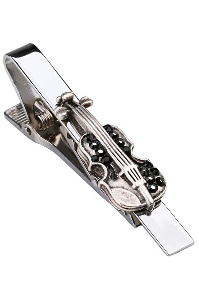 La Pescara Erkek Gümüş Renk Gitar Motif Kravat İğnesi KIY114 KRVT8690002221851
