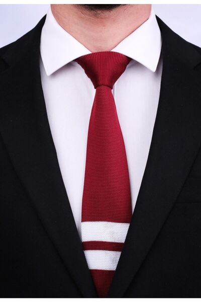 La Pescara Cravată tricotată Burgundy cu puncte 8124