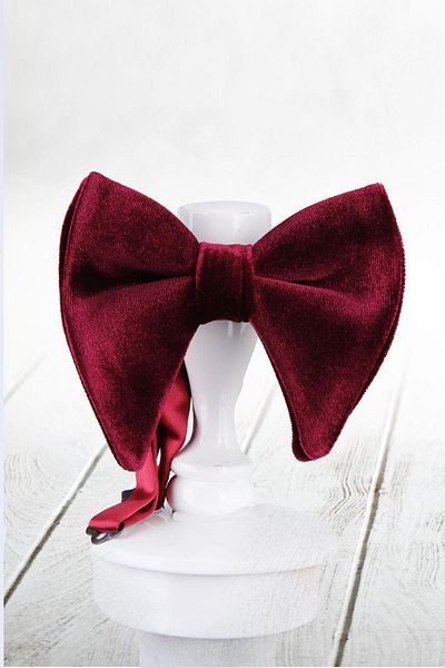 Kravatkolik Burgundy Velvet Bow Tie P861