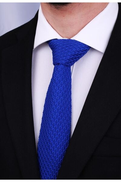 La Pescara Plain Blue Knit Tie 8106