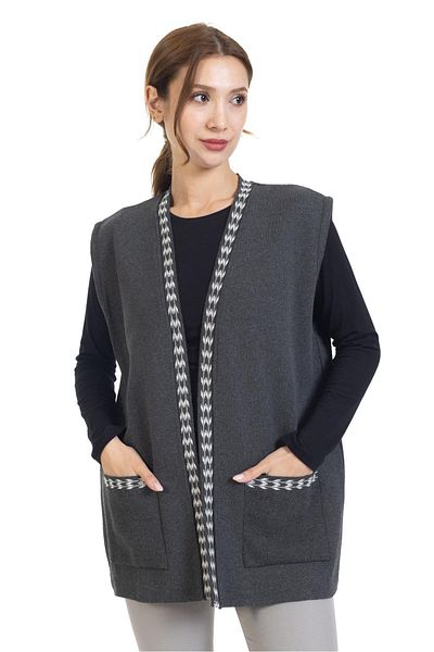 Mutlu City Women's Middle-Aged and Above Knitwear Knitted Simple Pattern Buttonless Mother Vest 338