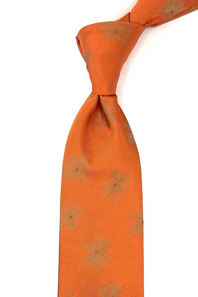 Kravatkolik Italian Silk Tie - Orange Motif Pattern, IK1684