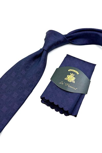 Kravatkolik Plum Patterned Classic Tie with Handkerchief - KK12551