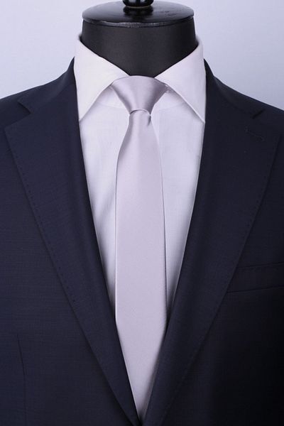 La Pescara Light Gray Satin Slim Tie SK5312