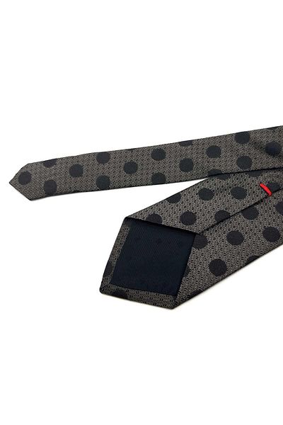Kravatkolik Sahara Style Brown Polka Dot Pattern Italian Silk Tie İK1604