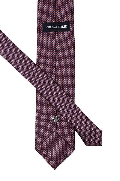Kravatkolik Men's Navy Blue - Orange Dot Pattern Classic Necktie with Handkerchief Kk10098