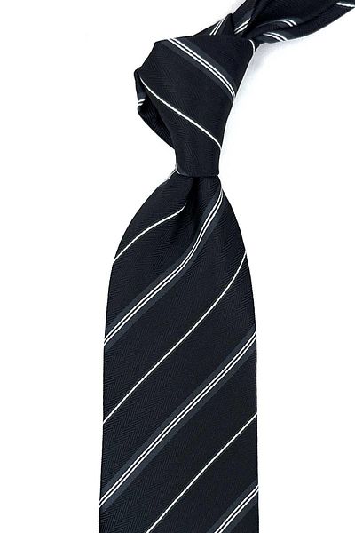 Kravatkolik Classic Necktie with Black Line Pattern Handkerchief KK12497