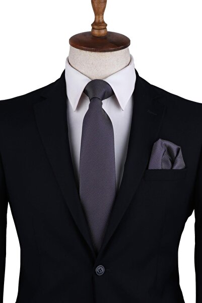 Kravatkolik Ανδρική κλασική γκραβάτα με μοτίβο γκρι κουκκίδες Kk10350