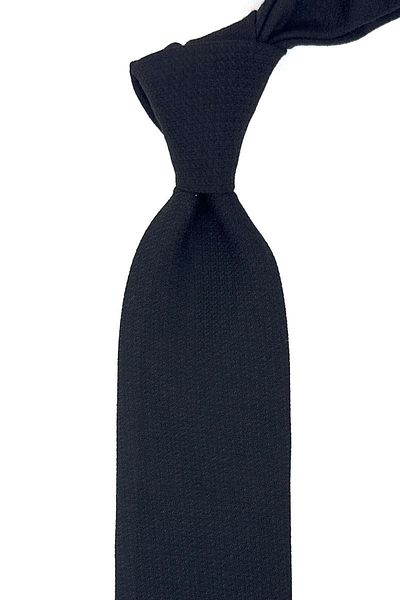 Kravatkolik Black - Brown Plain Pattern Classic Wool Tie with Handkerchief KK12097