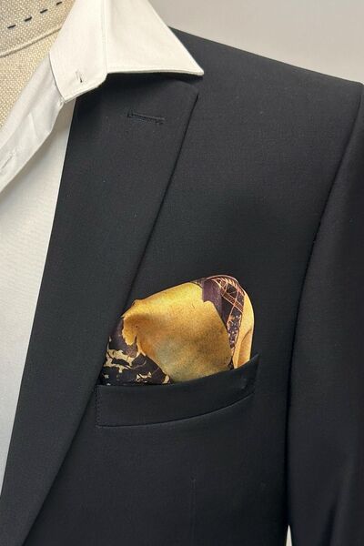 Kravatkolik Yellow Eiffel Motif Men's Pocket Handkerchief SPS618-97