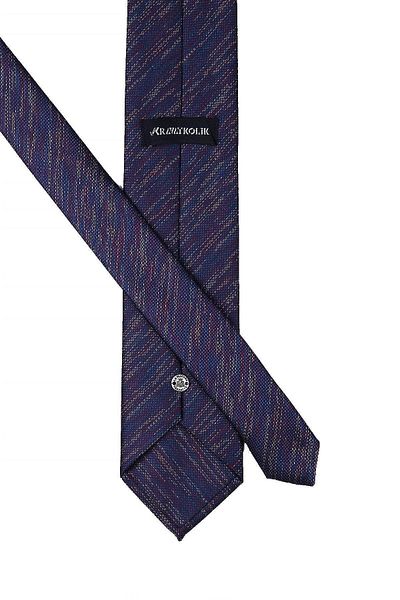 Kravatkolik Men's Navy Blue Sand Pattern Classic Tie with Handkerchief Kk10620