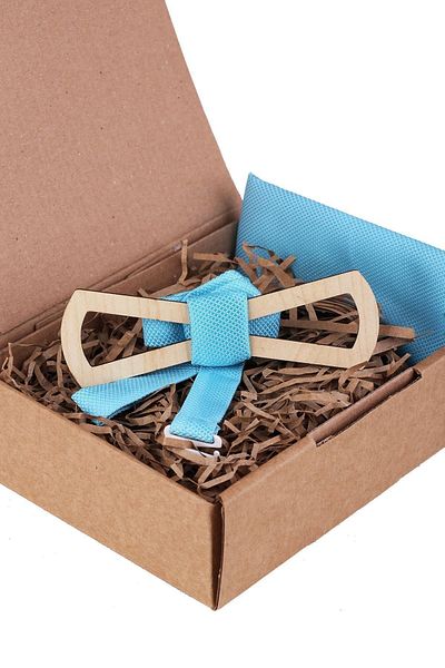 Kravatkolik Turquoise Wooden Bow Tie Ahp385
