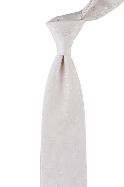 Kravatkolik Rizzo Style Cream Self Pattern Italian Silk Tie Ik847
