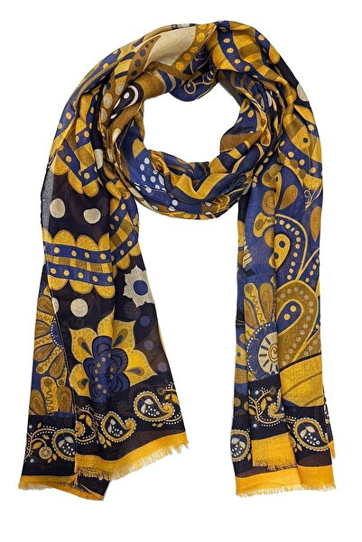 Kravatkolik Clinton Style Sarı - Lacivert İtalyan Modal Kaşkol MDL34