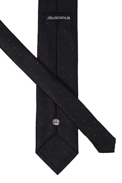 Kravatkolik Classic Tie with Black Dot Pattern Handkerchief Kk9489