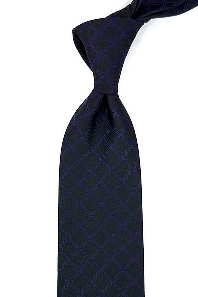 Kravatkolik Black Square Pattern Classic Tie with Handkerchief KK12473