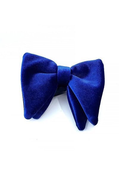 Kravatkolik Saks Blue Large Velvet Bow Tie P1698