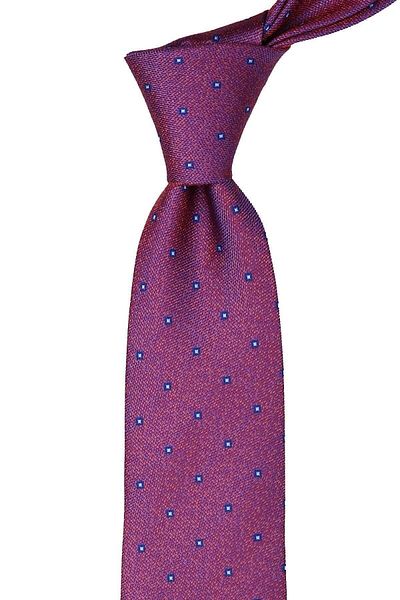 Kravatkolik Orange - Blue Small Pattern Classic Tie with Handkerchief Kk9979