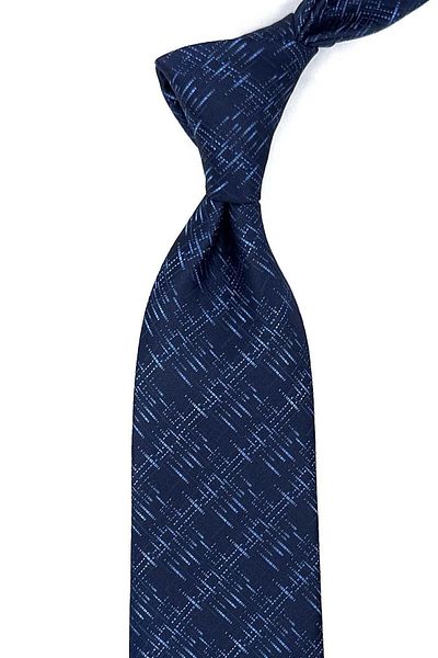 Kravatkolik Navy Blue Motif Pattern Classic Necktie with Handkerchief KK12440
