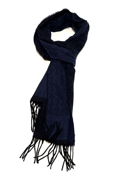 Kravatkolik Navy Blue Double Sided Motif Pattern Men's Scarf