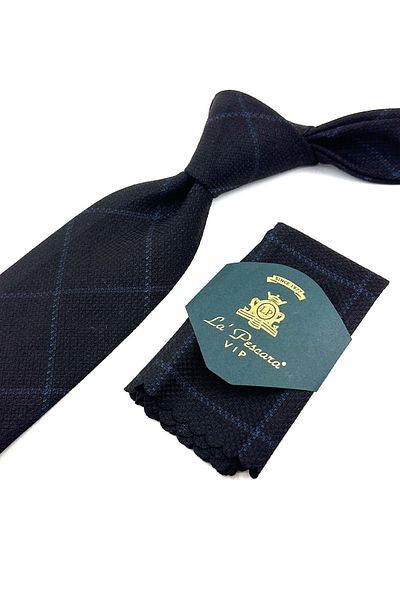 Kravatkolik Brown Plaid Pattern Classic Wool Tie KK12108