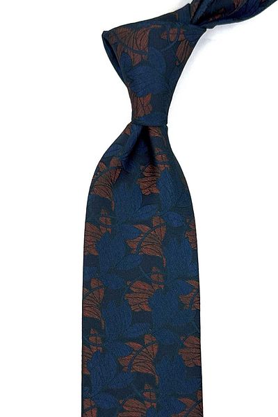 Kravatkolik Green - Brown Flower Pattern Classic Necktie with Handkerchief KK12237