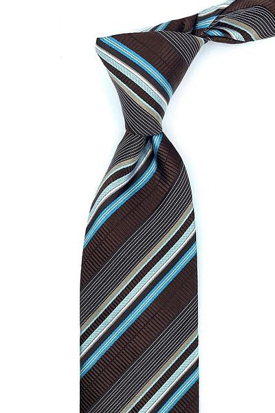 Kravatkolik Lusore Style Brown Line Pattern Italian Silk Tie Ik1350