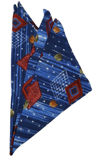 La Pescara Чоловіча шовкова хустинка з синім принтом SPS379 KRVT8690002221755