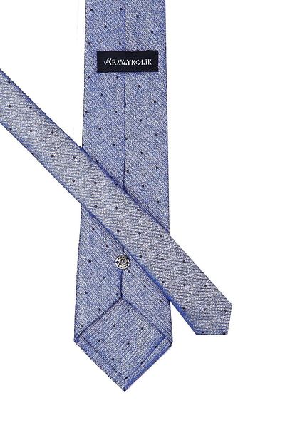 Kravatkolik Blue Polka Dot Pattern Classic Necktie with Handkerchief Kk10089