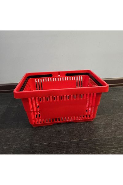 NO NAME 5-Piece 22 Liter Plastic Market Hand Basket, Red, Durable and Lightweight Design
