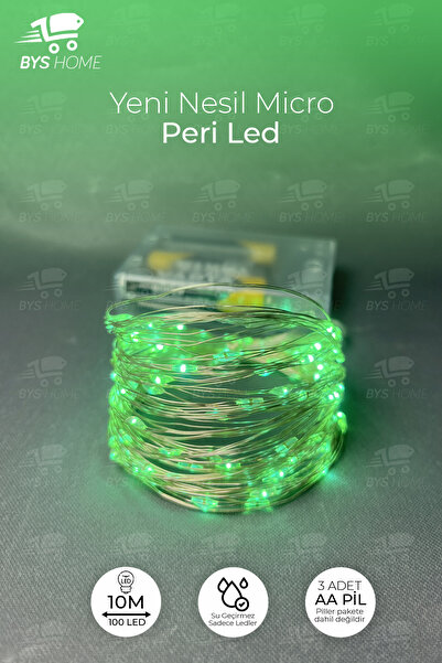 BYSHOME Peri Led 10 Metre Pilli Yeşil Renk Dekoratif Aydınlatma