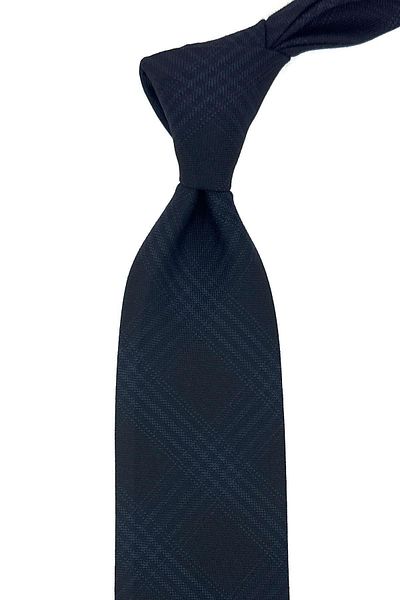 Kravatkolik Black Plaid Pattern Classic Wool Tie with Handkerchief KK12132